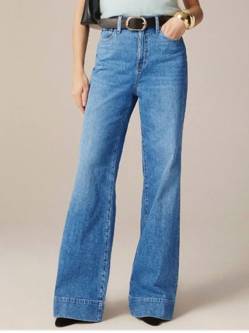 J. Crew Denim Trouser in Chambray Blue Wash Wide Leg Jeans Size 26